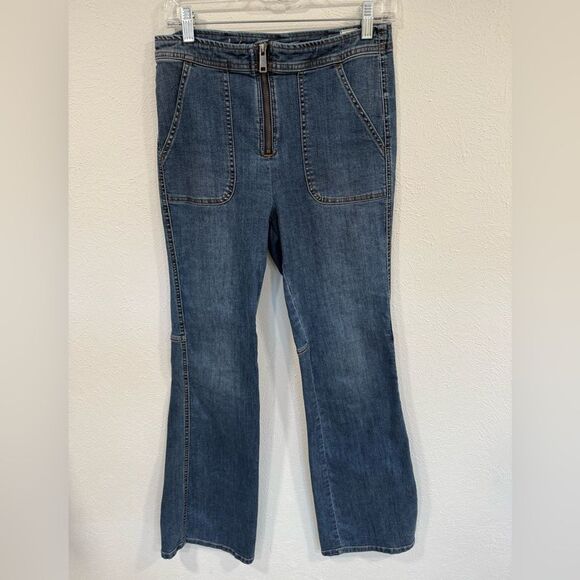 Free People We The Free High Waisted Zipper Flare Jeans 29 EUC - Picture 4 of 5
